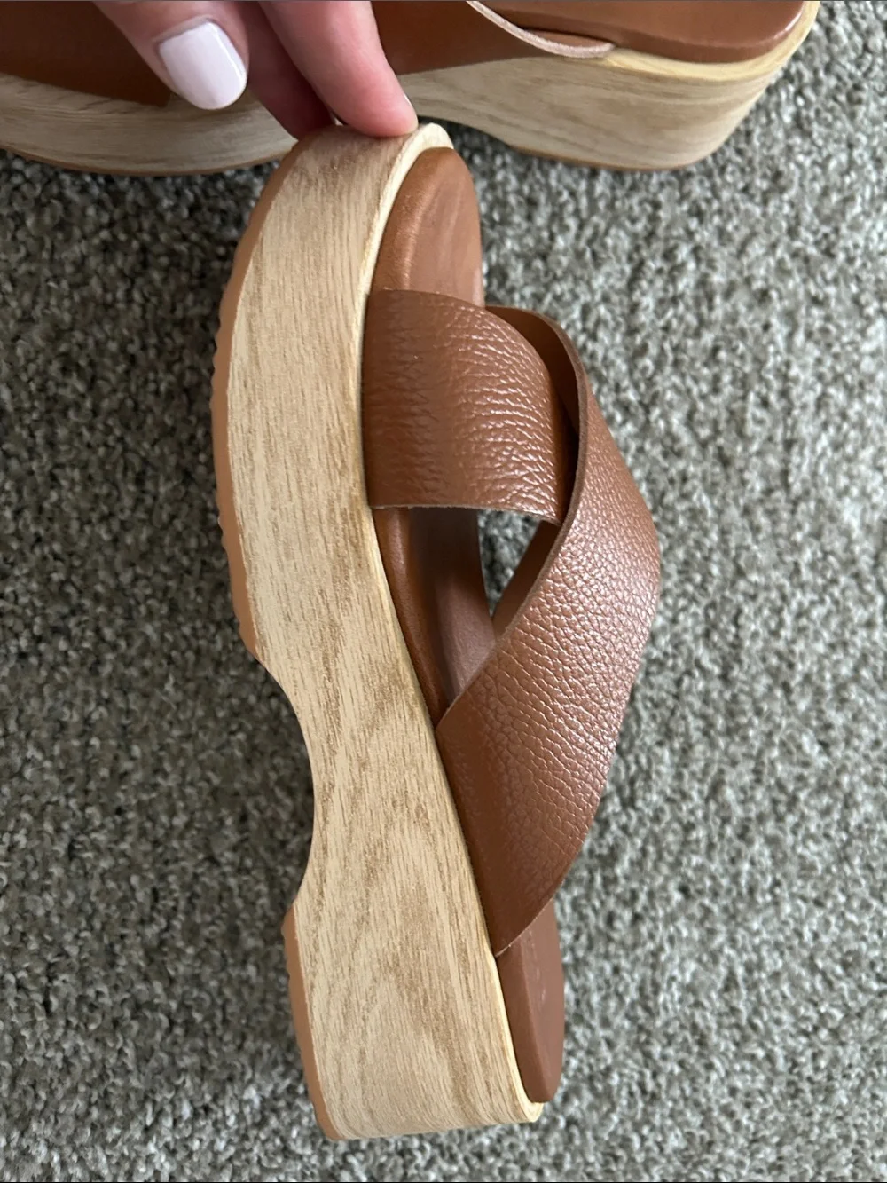 gentle souls Brown Leather Crossover Slide Sandals